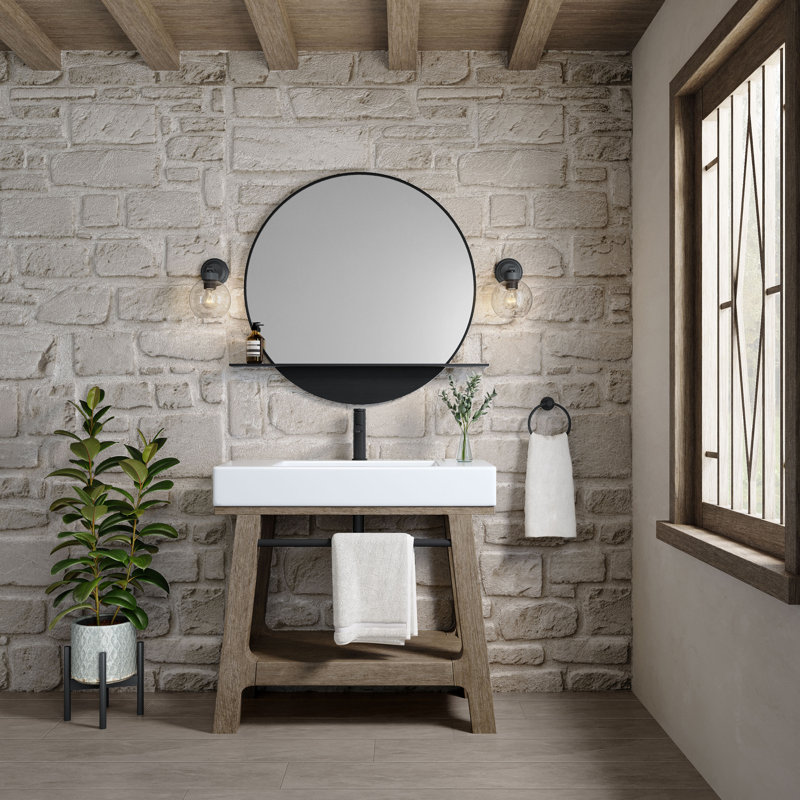 Miroir d'appoint plateforme avec tablettes, Fer moderne