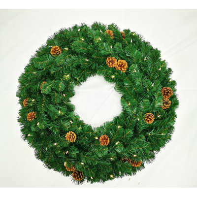 Lighted Pinecone Wreath