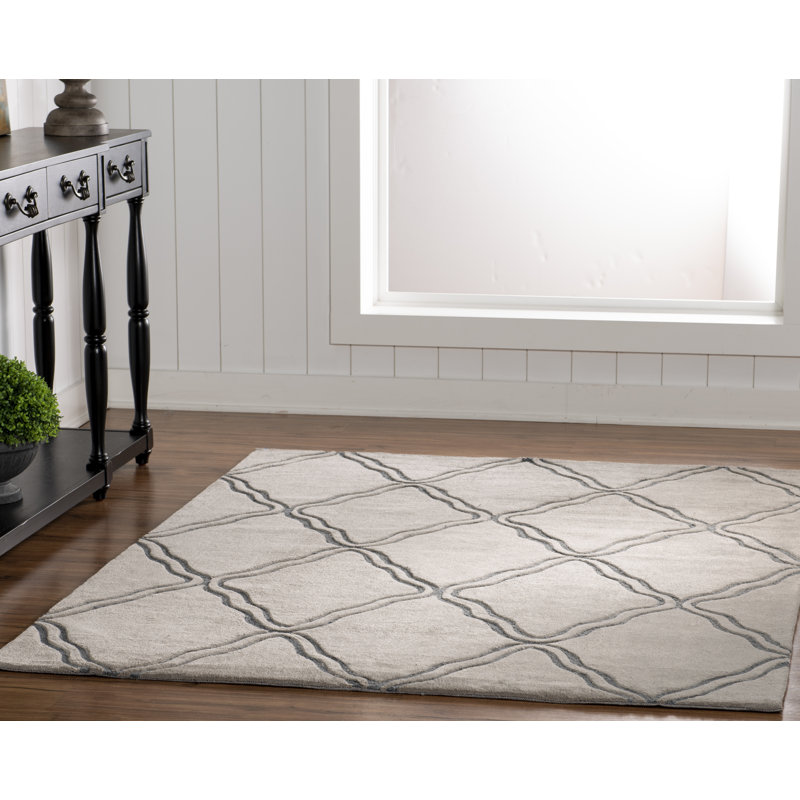 Tapis gris touffeté à la main Marisela, Rectangle 8 pi x 10 pi