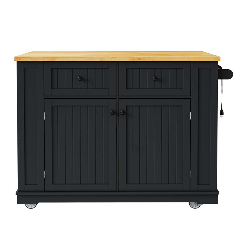 48 Inch Large Kitchen Island With Drop Leaf, Power Outlet, And Internal Storage, Perfect For Modern Kitchens And Dining Rooms