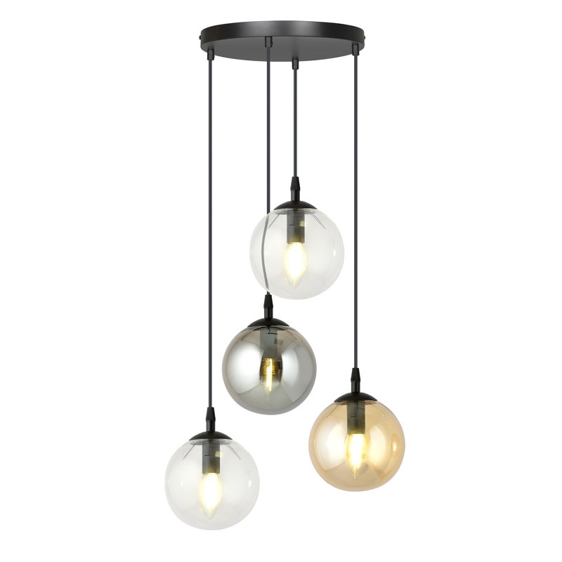 Cadesha 4 - Light Black Cluster Pendant, Graphite/Amber/Transparent