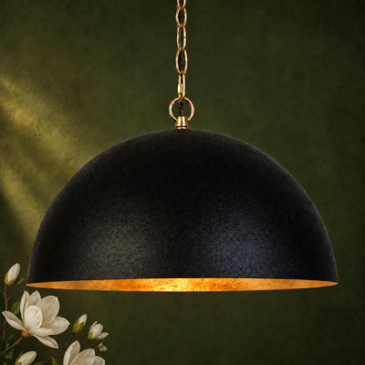 Hylia 1-Light Large 17.7" Dimmable Single Black Dome Kitchen Island Pendant