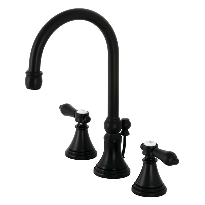 Heirloom Widespread Bathroom Faucet with Drain Assembly, Matte Black