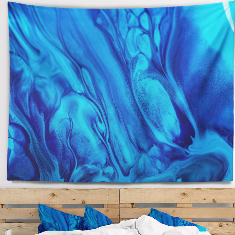 Tapisserie mélange de peinture en acrylique bleu foncé, H 68 po x l 80 po