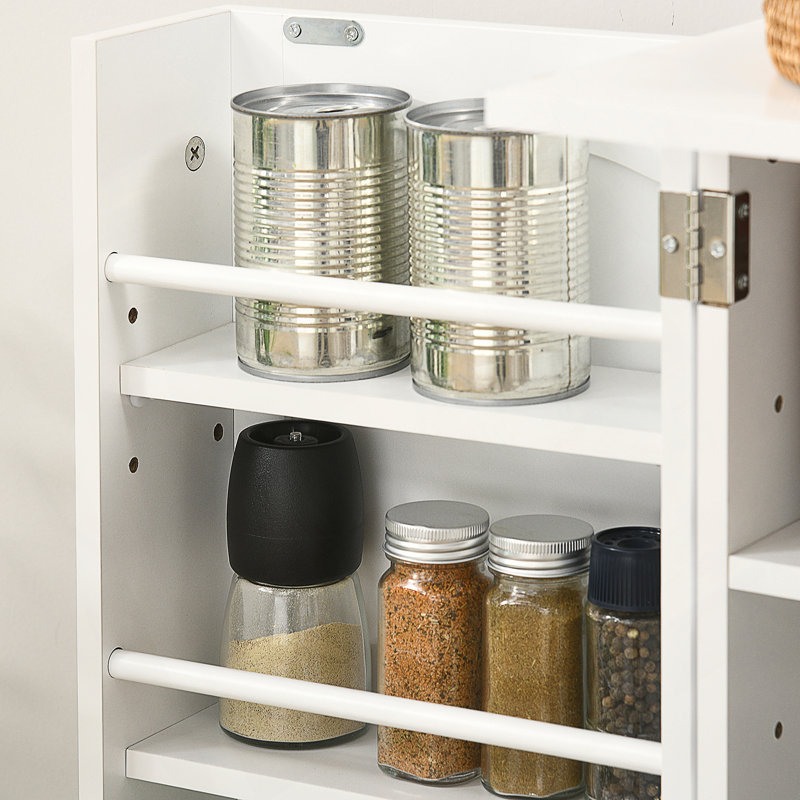 Armoire de cuisine avec étagère à 5 niveaux, 12 étagères à épices