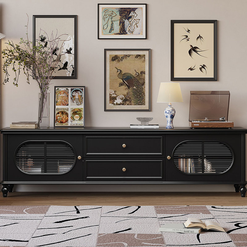 Meuble télé noir rétro, 70.9"