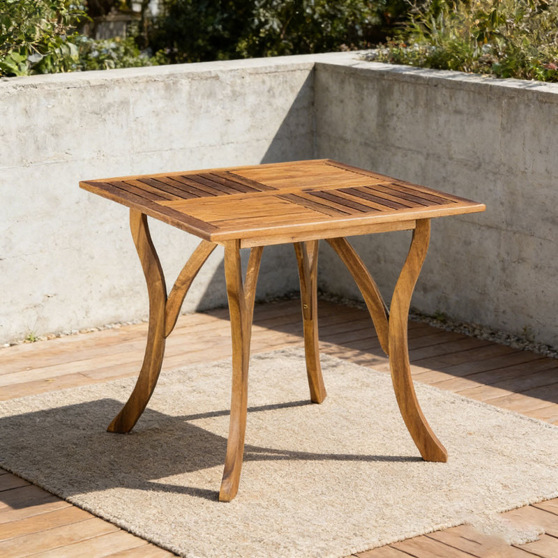 Table de salle à manger d'extérieur carrée en bois