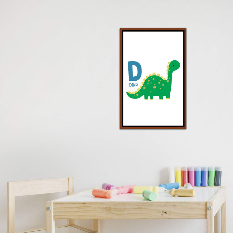 Animal Alphabet D - impression d'art graphique, H 26 po x l 18 po x 1,5 po, Toile avec cadre brun, Pas de tapis