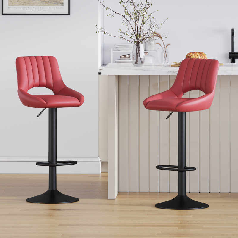 Swivel Upholstered Adjustable Height Counter Stool with Metal Frame, Brown