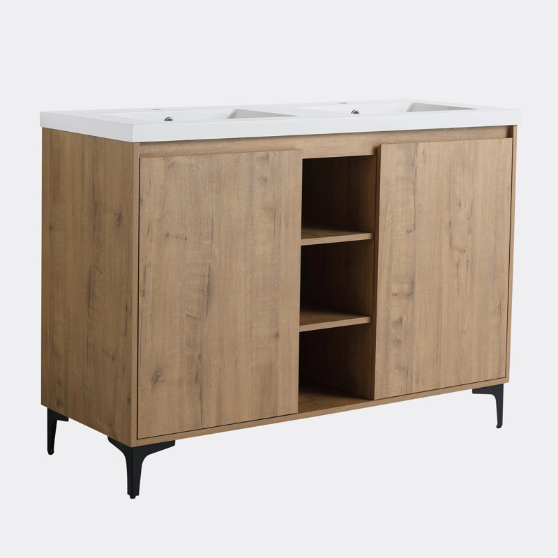 Meuble-lavabo double 47,6 po avec plateau en résine