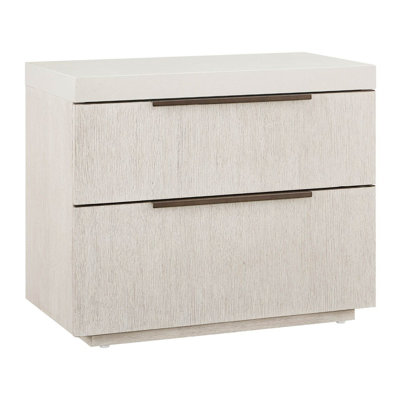 Quartz 34" Wide Mist Oak Nightstand with White Quartz Top and Electrical Outlets