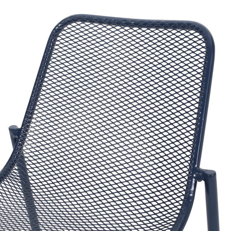 Chaise de patio en métal empilable Bisso, Bleu marine mat
