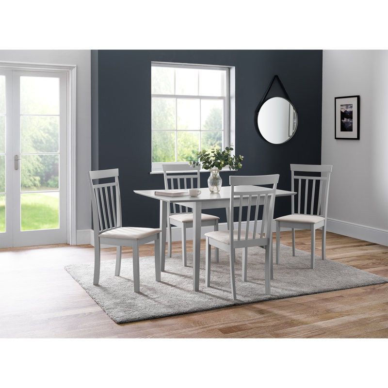 Exeter 4 - Person Butterfly Leaf Rubberwood Solid Wood Dining Set, White