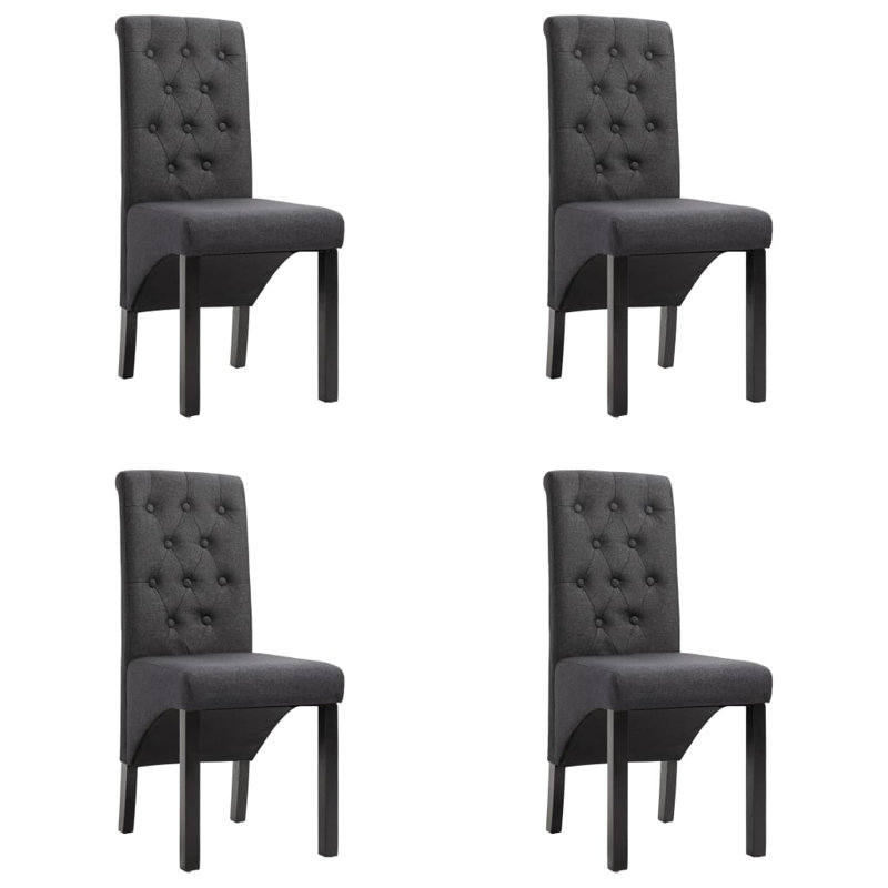 Dining Chairs Side Chair with Solid Wood Legs for Home Kitchen Fabric, Dark Gray