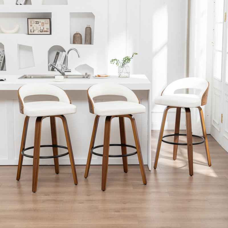 Ensemble de tabourets pivotants 3 pièces Carmavy, Tabouret de bar (siège d'une hauteur de 30 po), Blanc