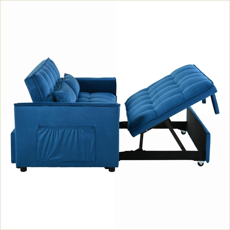 Canapé-lit convertible 3 en 1 canapé-lit, dossier réglable moderne pour le bureau à domicile | Bleu ciel | Velours