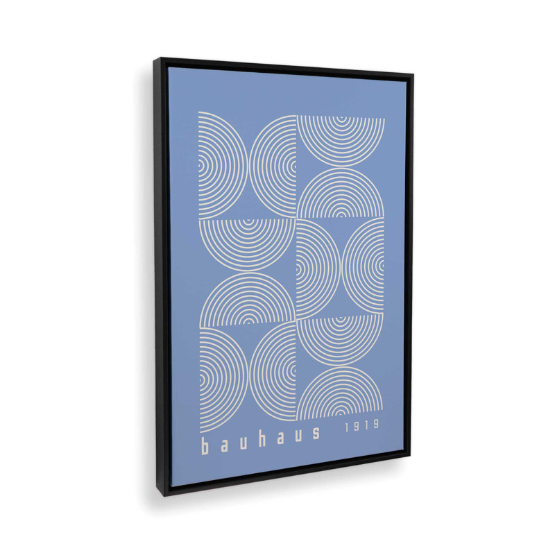 Affiche de composition Bauhaus, Bleu, Cadre flottant noir satiné, H 30,75 po x l 20,75 po