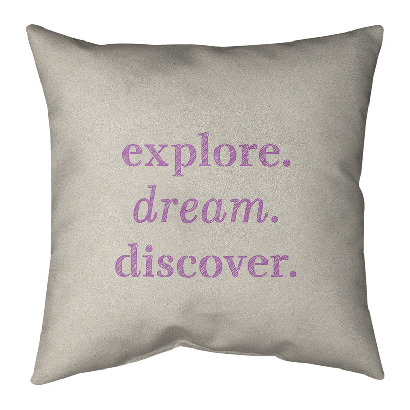 Coussin Handjet, 14 po x 14 po, Beige / violet, Housse de coussin seulement - sans coussin