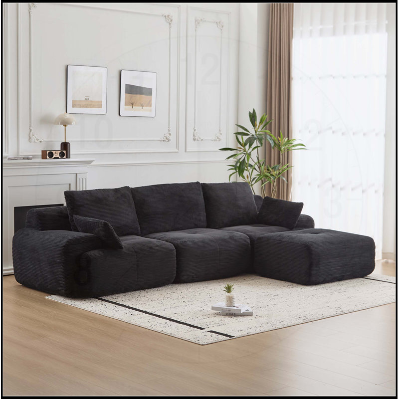 Canapé moderne en mousse à mémoire de forme compressée, grands canapés modulaires pour le salon, canapé modulaire Cloud pour animaux de compagnie, tissu en velours côtelé, causeuse très profonde, aucun assemblage requis