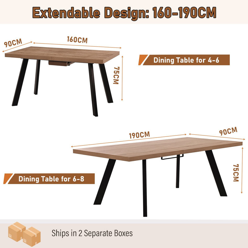 Extendable Metal Base Dining Table