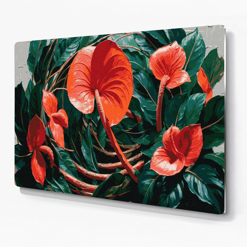 Art mural en métal Botanical Flamingo, H 11 po x l 14 po