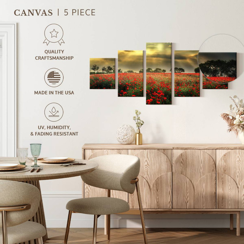 Champ de coquelicots scandinave, H 42 po x l 92 po