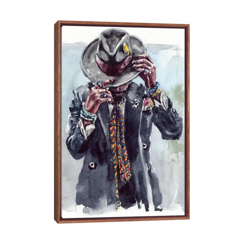 «Men Style III» par Sunflowerman - reproduction d'art, H 40 po x l 26 po x P 1,5 po, Toile avec cadre en bois brun classique