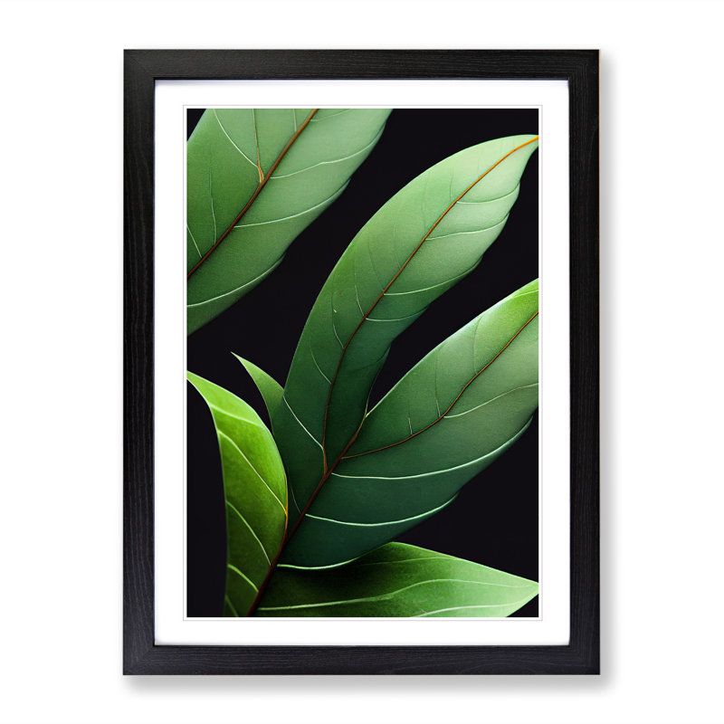 Flowing Leaves - Single Picture Frame Painting, 64cm H x 46cm W x 2cm D, Black