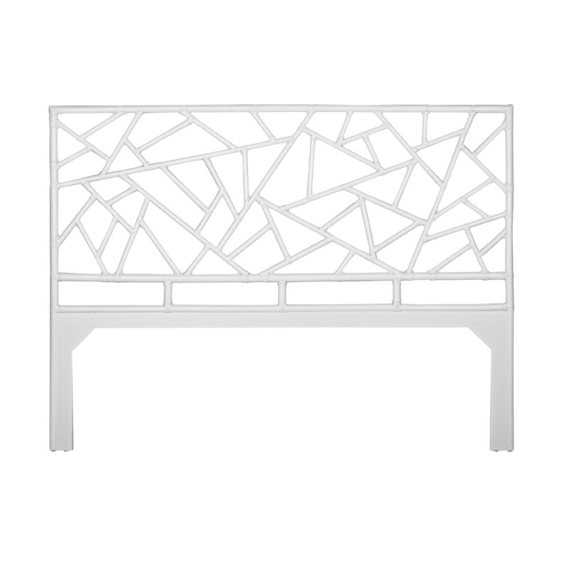 Tiffany Wicker/Rattan Open-Frame Headboard, White, King