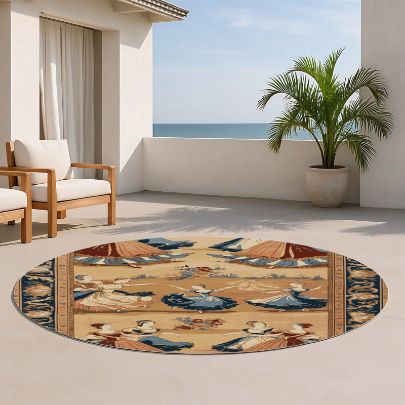 Tapis d'intérieur et d'extérieur brun français, Rond 5 pi