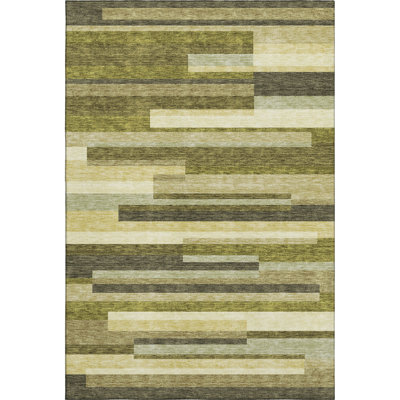 Premium Machine Washable Prisco Olive Rug