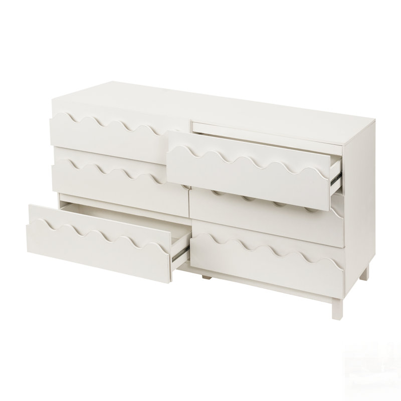 Commode 6 tiroirs Wave Front, Ivoire ivoire