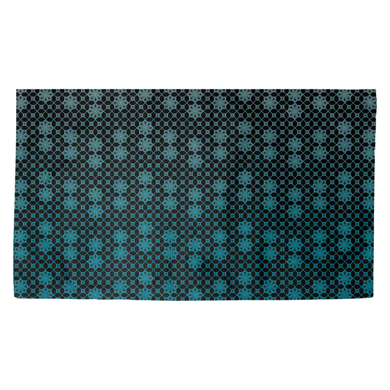 Tapis turquoise/noir zone de treillis Avicia, Rectangle 2 pi 2 po x 3 pi 4 po