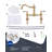 Heritage Brass Bridge Kitchen Faucet with Sprayer, 4 Hole Kitchen Faucet 2 Handle, 8 Inch Centerset Faucet for Kitchen Sinks-71451088-98364346