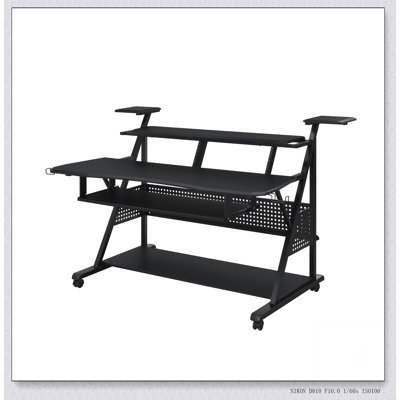 Keyboard Desk with Integrated Studio Storage - Mobile Music Stand for 61-Key MIDI Controllers