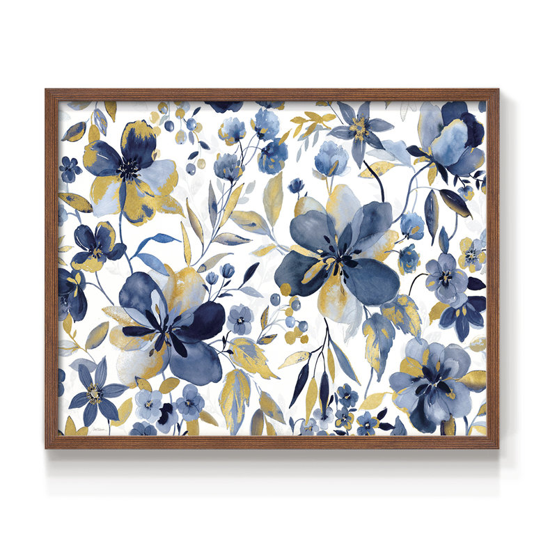 Indigo doré - reproduction encadrée - réversible, H 11 po x l 14 po, Noyer
