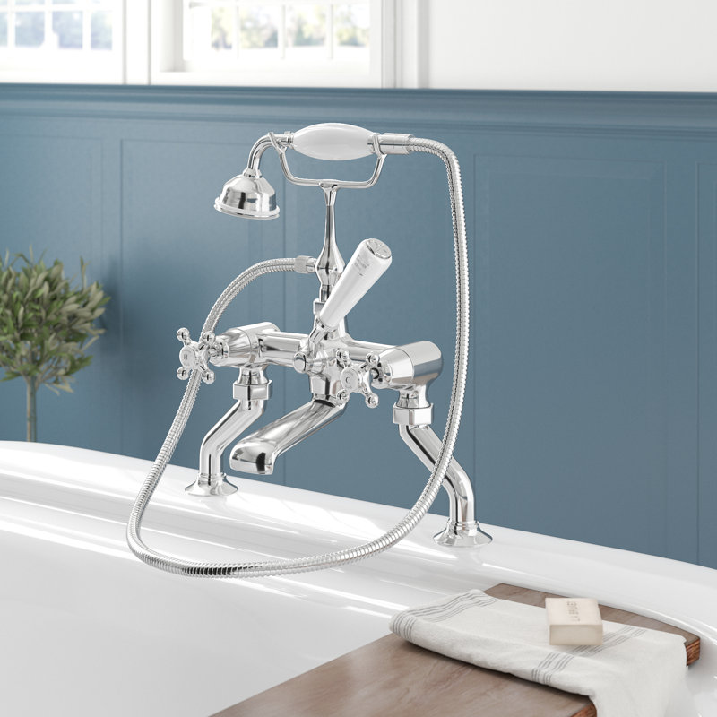 Topaz 3 Handle Deck Bath Shower Mixer Bath Filler with Diverter