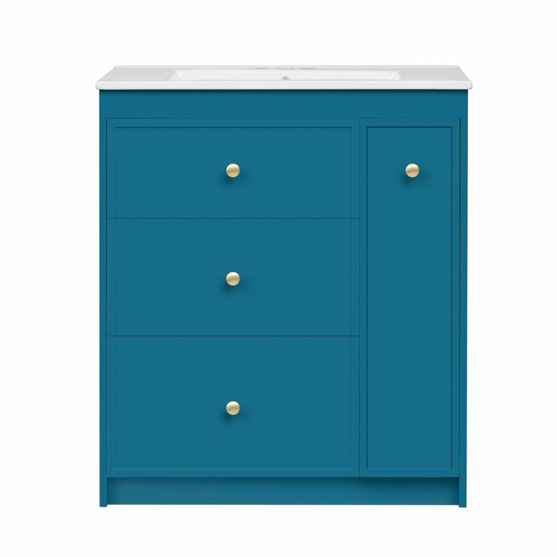 Meuble-lavabo de 30 pouces avec lavabo en céramique, parfait pour les espaces compacts et l'esthétique moderne