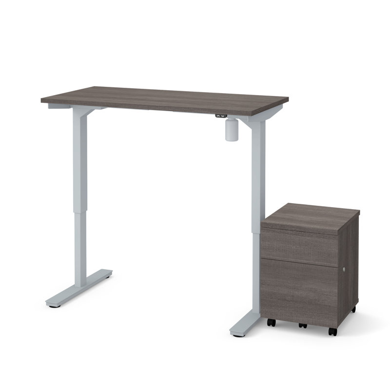 Brisa Adjustable Standing Desk, Bark Gray, 45" H x 59.3" W x 29.5" D, Gray
