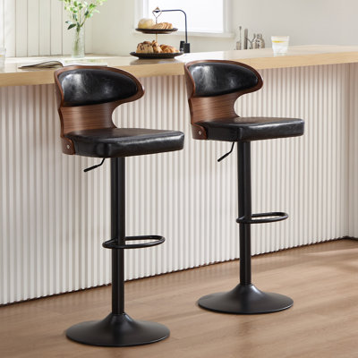 Tabouret de bar pivotant en cuir synthétique à hauteur ajustable