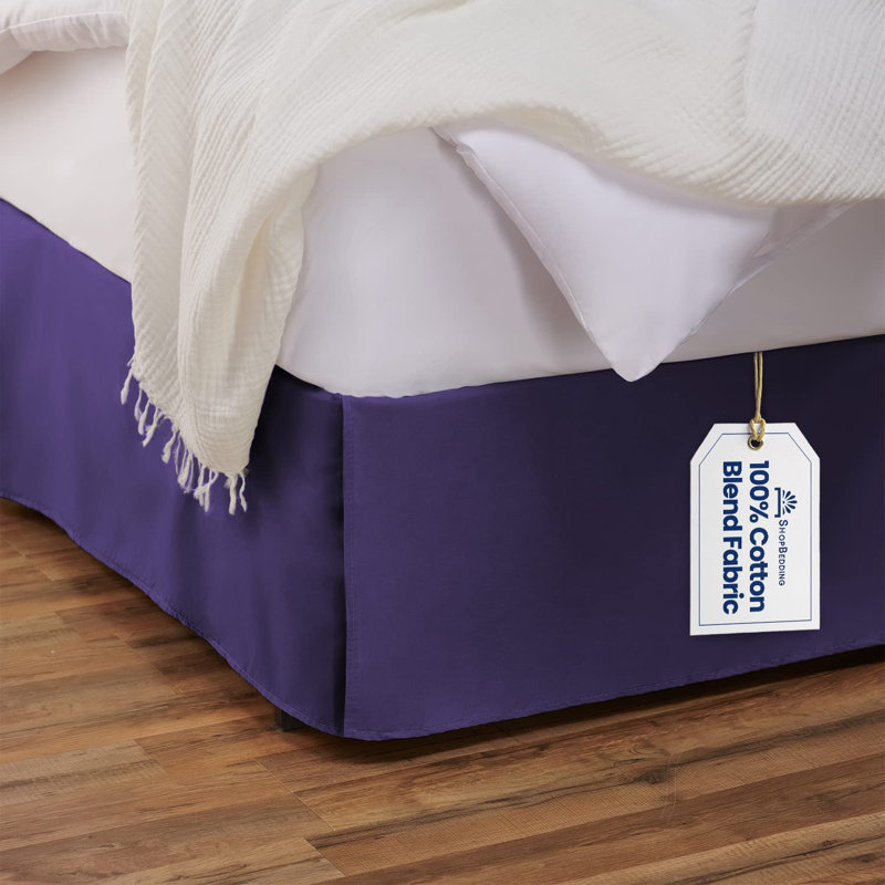 White Full Cotton Blend Tailored Bed Skirt with Split Corners