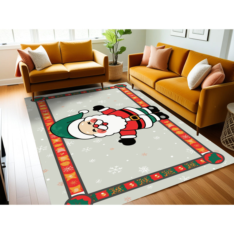 Tapis de vacances d'hiver de Noël lavable The Holiday Aisle®, Tapis de couloir 2 pi x 4 pi