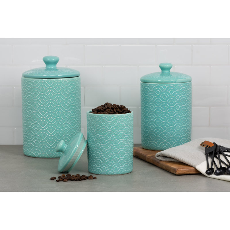 Ensemble de pots de cuisine embossés 3 pièces, Bleu