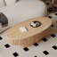 Table basse ovale moderne FFZ de 47 po avec rangement dissimulé et placage de bois naturel