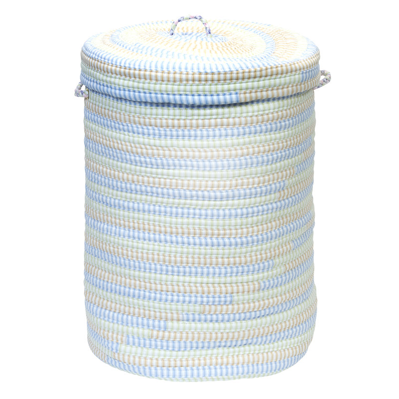 Panier à linge à rayures ticking