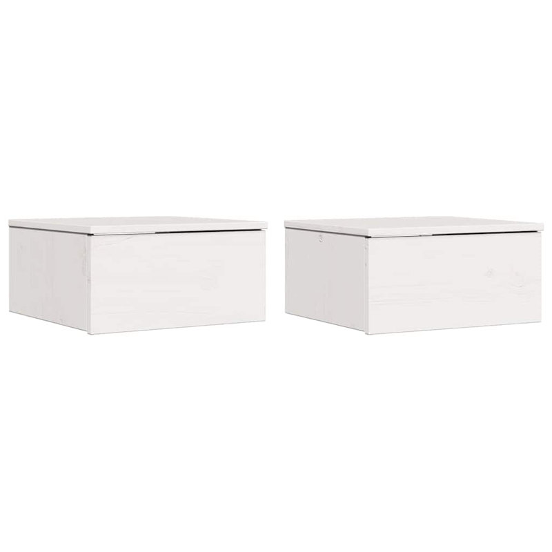 Bedside Table 2 Pcs 37 X 35 X 18.5 Cm Solid Pine Wood, White