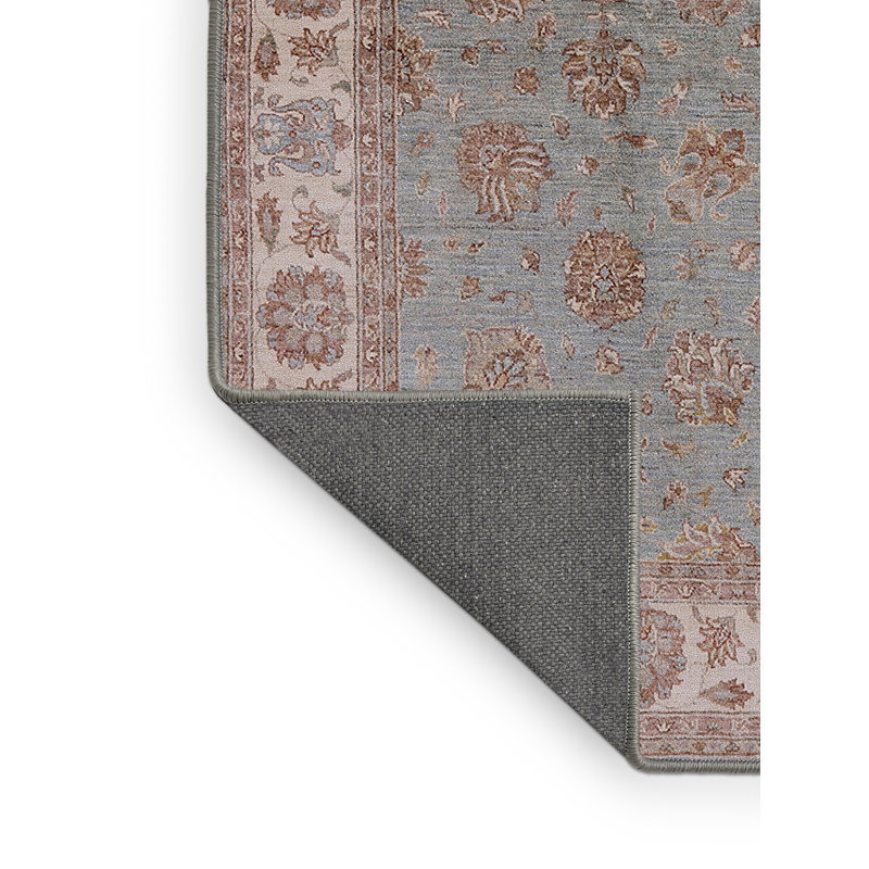 Tapis oriental beige / bleu sarcelle Hovsep, Rectangle de 7 pi x 9 pi