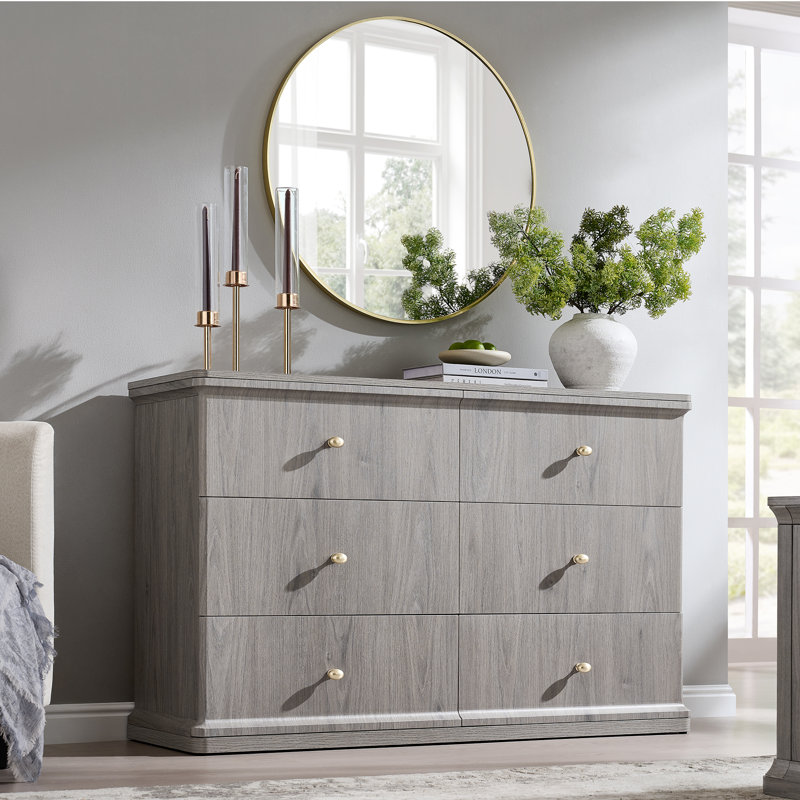 Commode 6 tiroirs Abarca, Gris, 6
