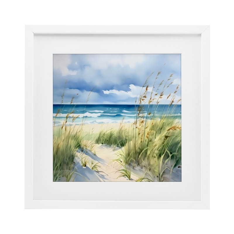 Serene Coast with Windblown Breeze, reproduction encadrée sous verre, design par LSR Design Studio, H 16 po x l 16 po