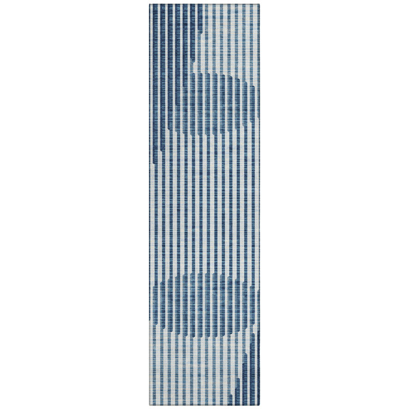 Elowen Blue Washable Indoor-Outdoor Rug - , 2'3" x 7'6"